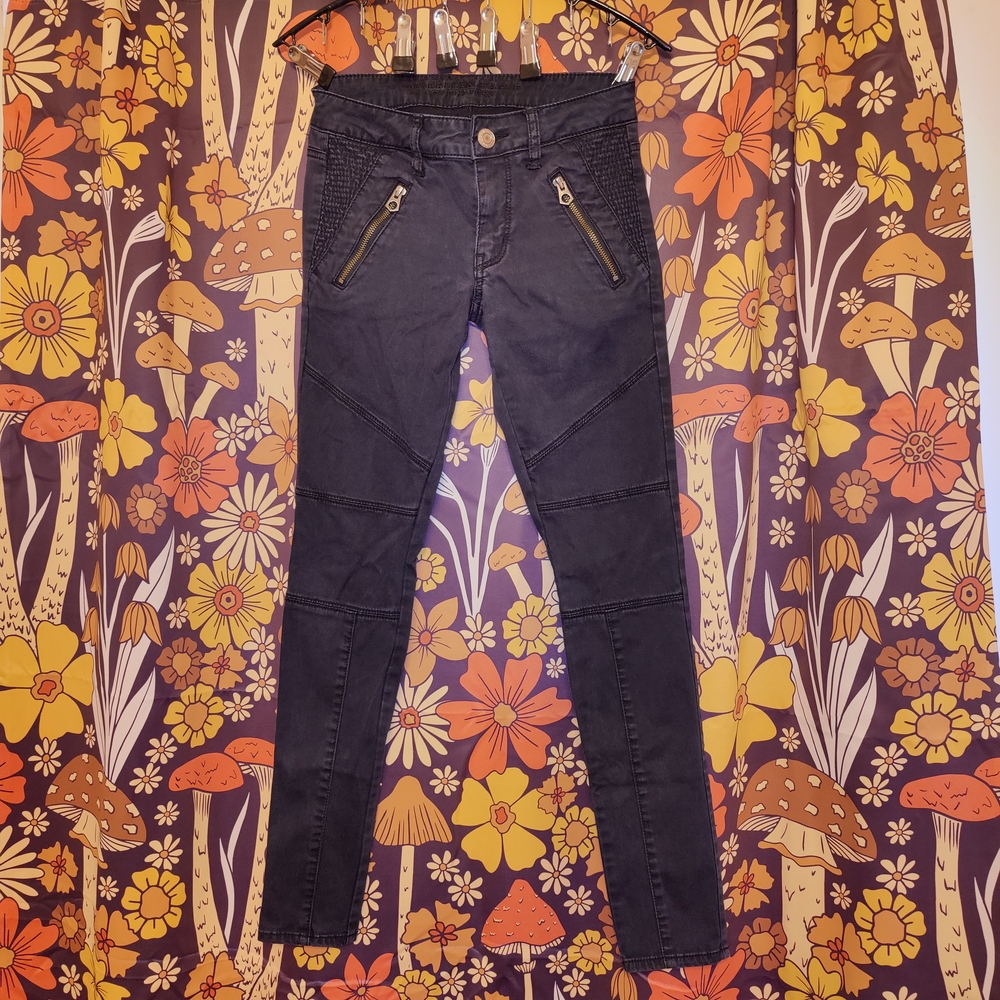 American Eagle Outfitters Navy Jeans with Brass Zippers